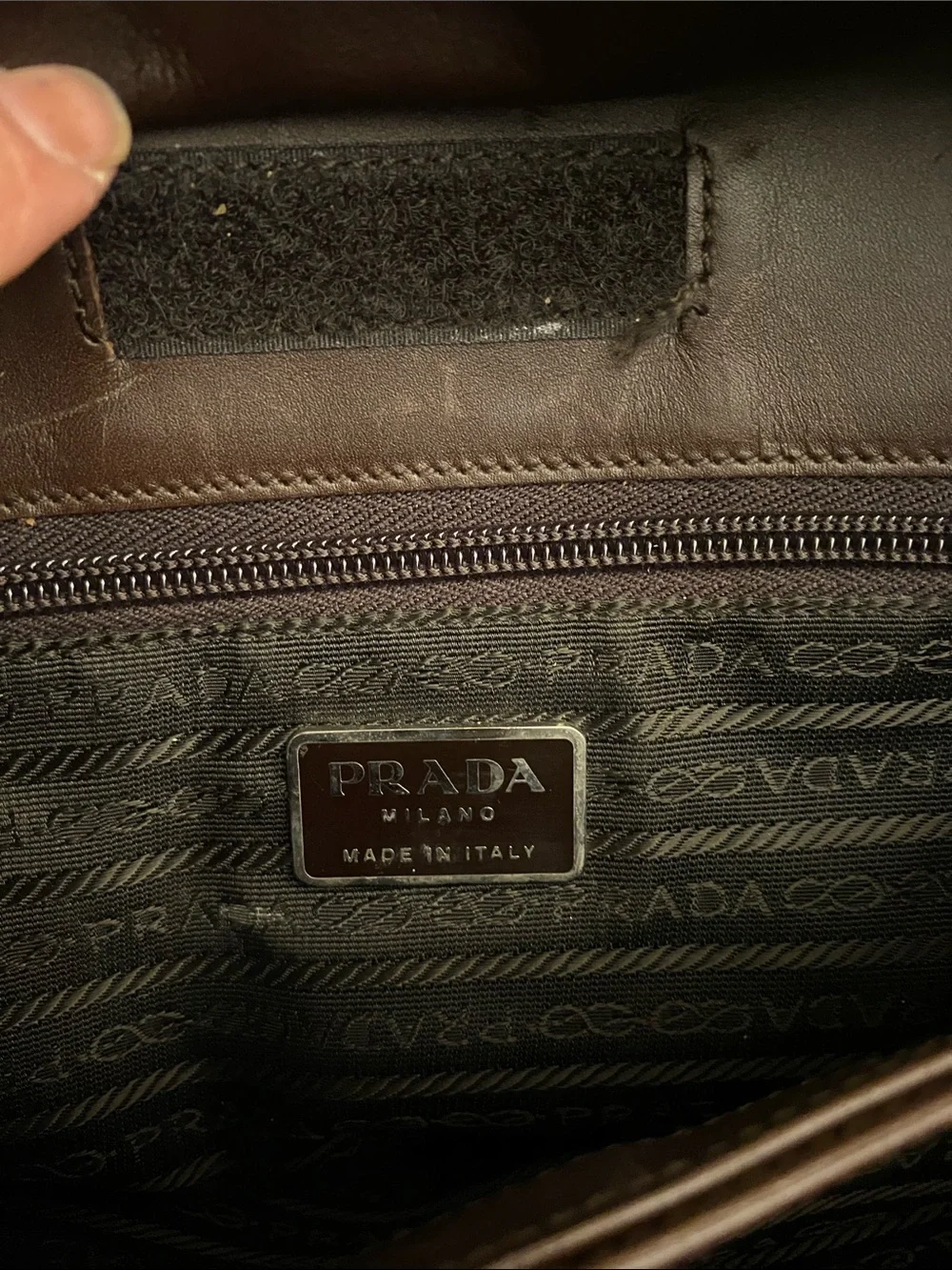 Prada vintage Canvas Tote in Light Gray with Blue Trim